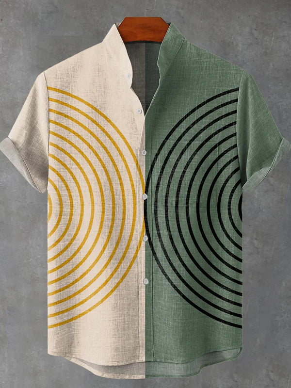 Premium Solid Casual Shirt – Soft Cotton | Dual-Tone Geometric Print Summer Shirt for Men