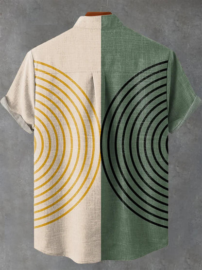 Premium Solid Casual Shirt – Soft Cotton | Dual-Tone Geometric Print Summer Shirt for Men